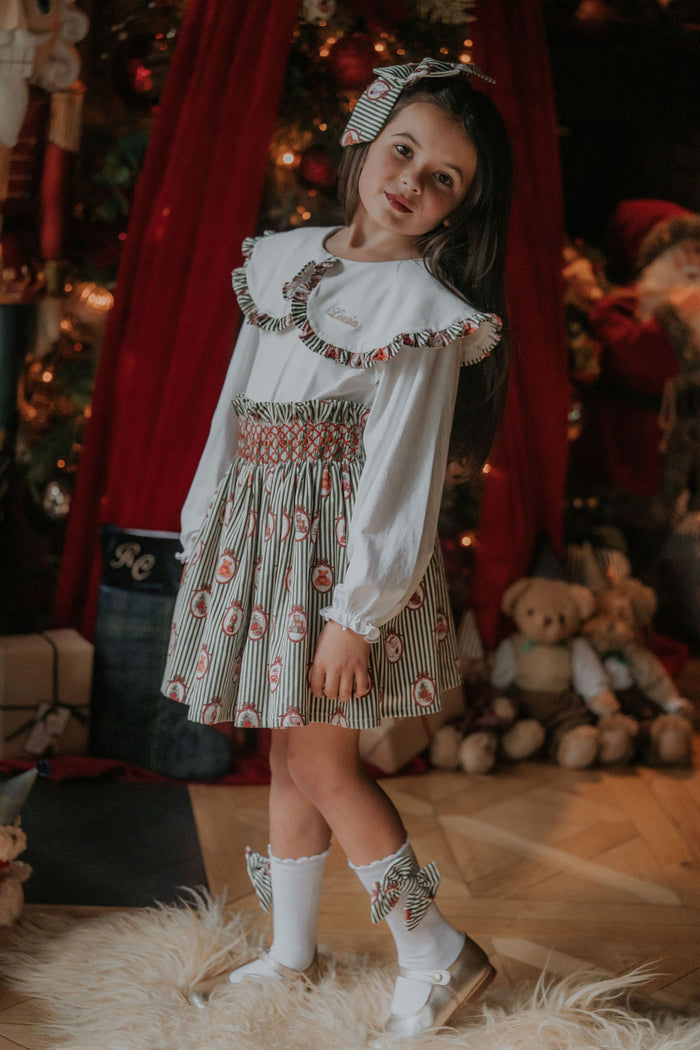Girls Emerald Vintage Noelle Personalised Corduroy Skirt and Top