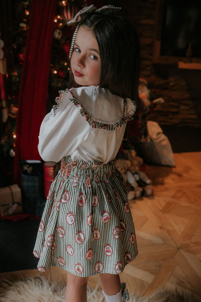 Girls Emerald Vintage Noelle Personalised Corduroy Skirt and Top