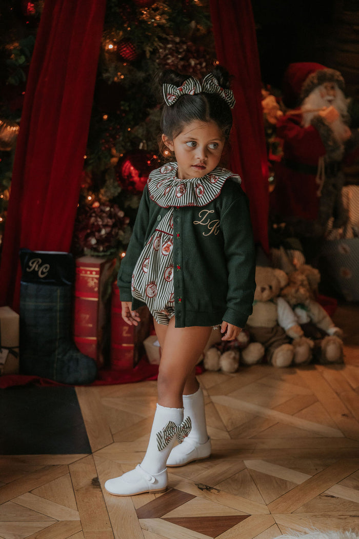 Girls Emerald Vintage Noelle Rosebud Personalised Cardigan