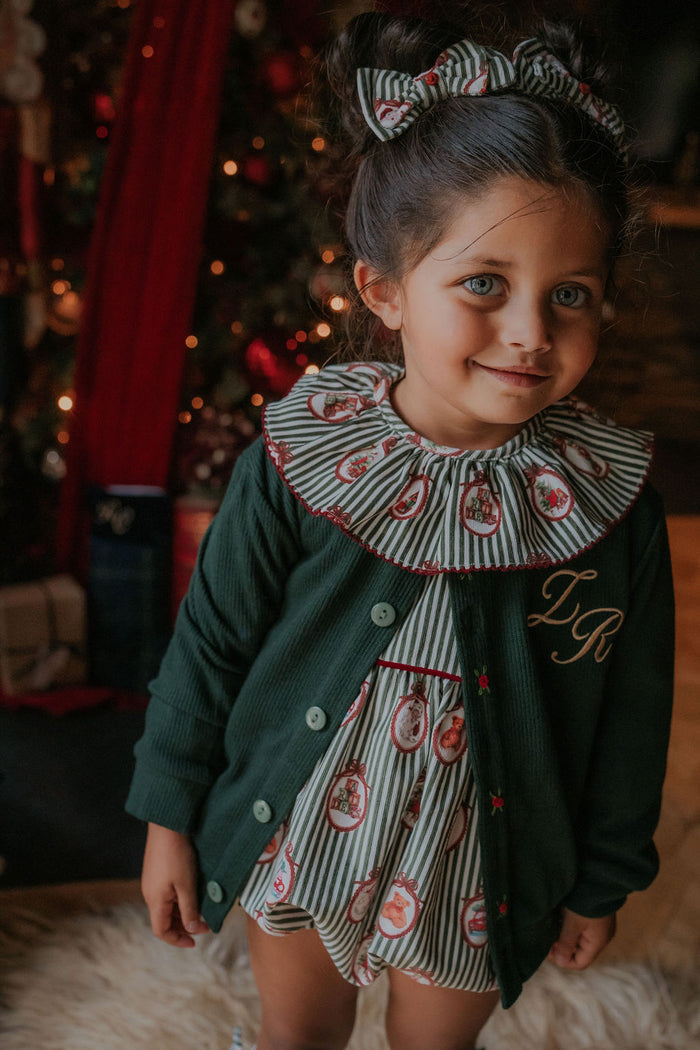 Girls Emerald Vintage Noelle Rosebud Personalised Cardigan
