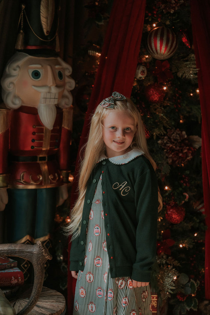 Girls Emerald Vintage Noelle Rosebud Personalised Cardigan