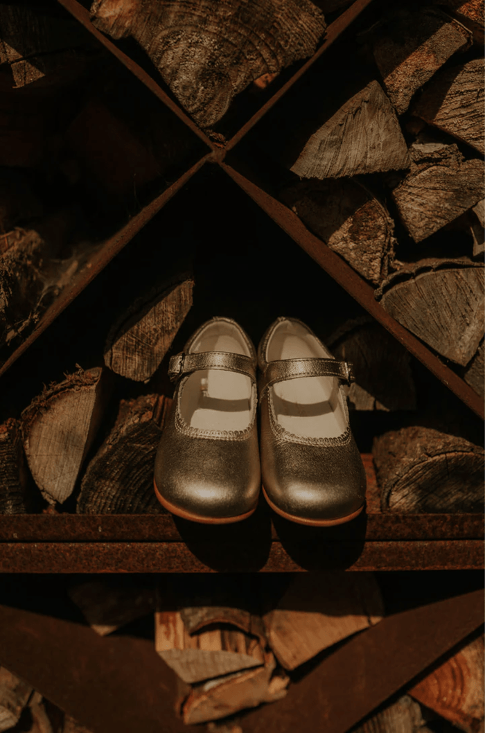 Girls Gold Mary Jane Buckle Shoe