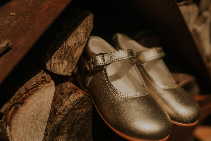 Girls Gold Mary Jane Buckle Shoe