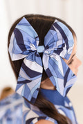 Girls Large Blue Personalised Riviera Muse Hairbow