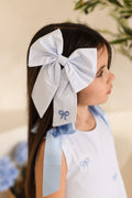 Girls Large Petite Bleu Hairbow