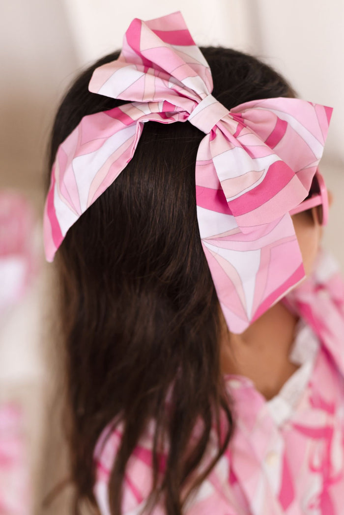 Girls Large Pink Personalised Riviera Muse Hairbow