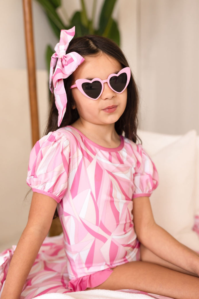 Girls Large Pink Personalised Riviera Muse Hairbow