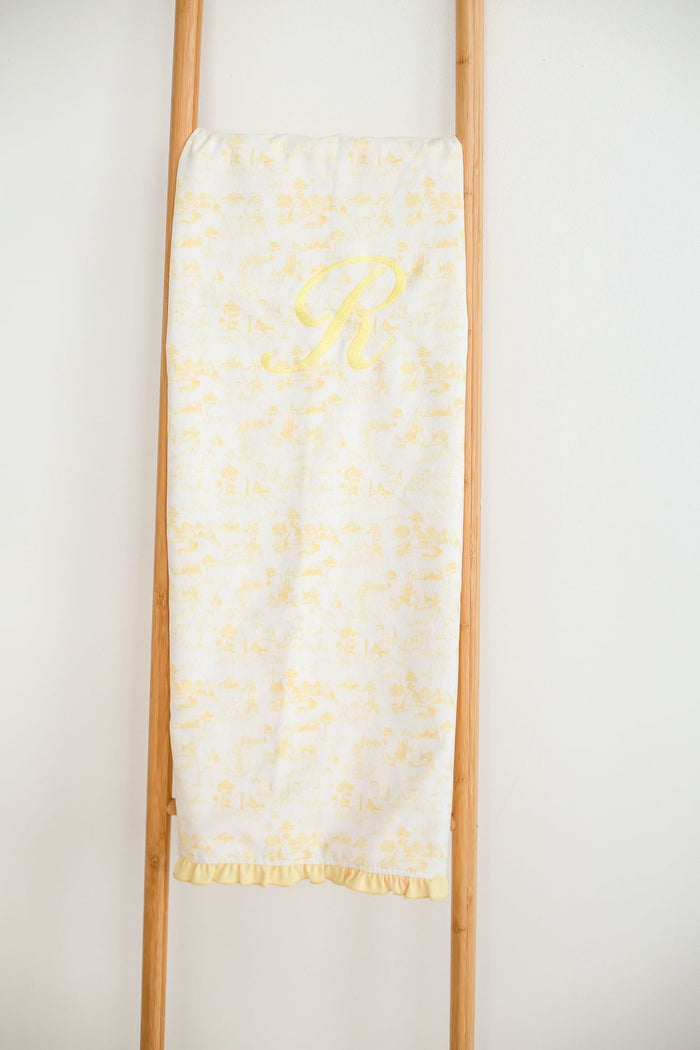 Girls Lemon French Toile Extra Large Cord Blanket