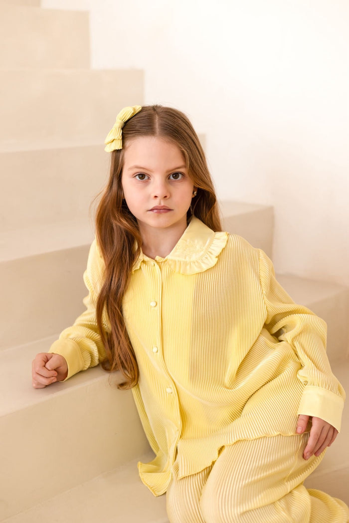 Girls Lemon Plisse Pyjamas