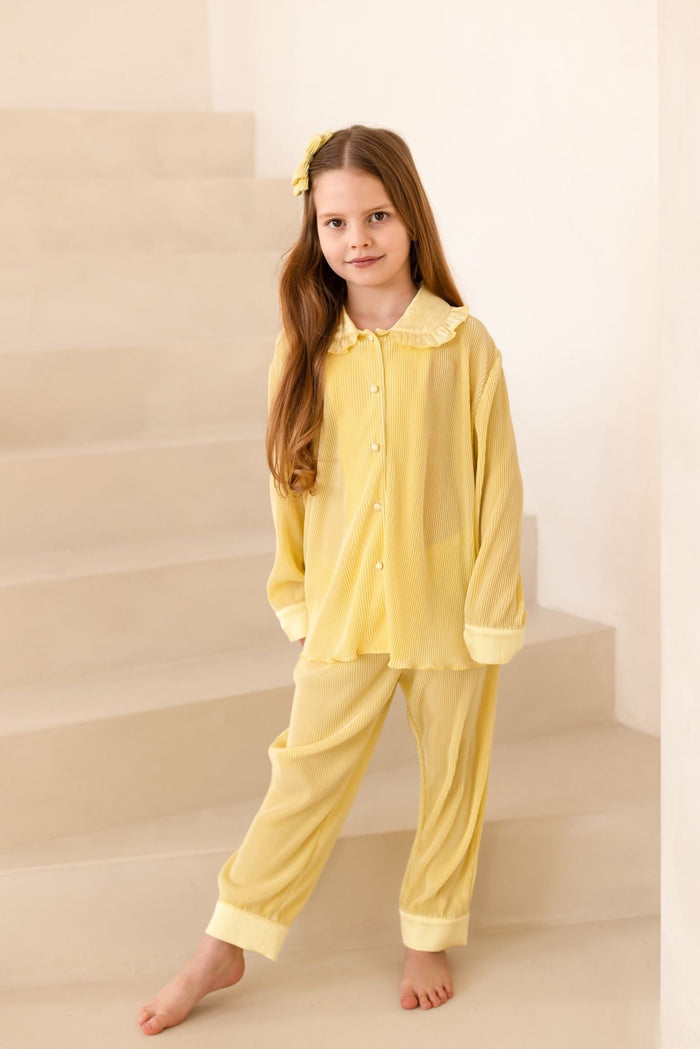 Girls Lemon Plisse Pyjamas