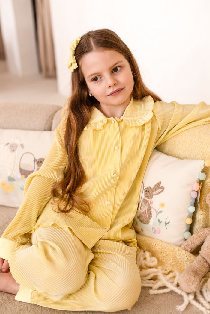 Girls Lemon Plisse Pyjamas