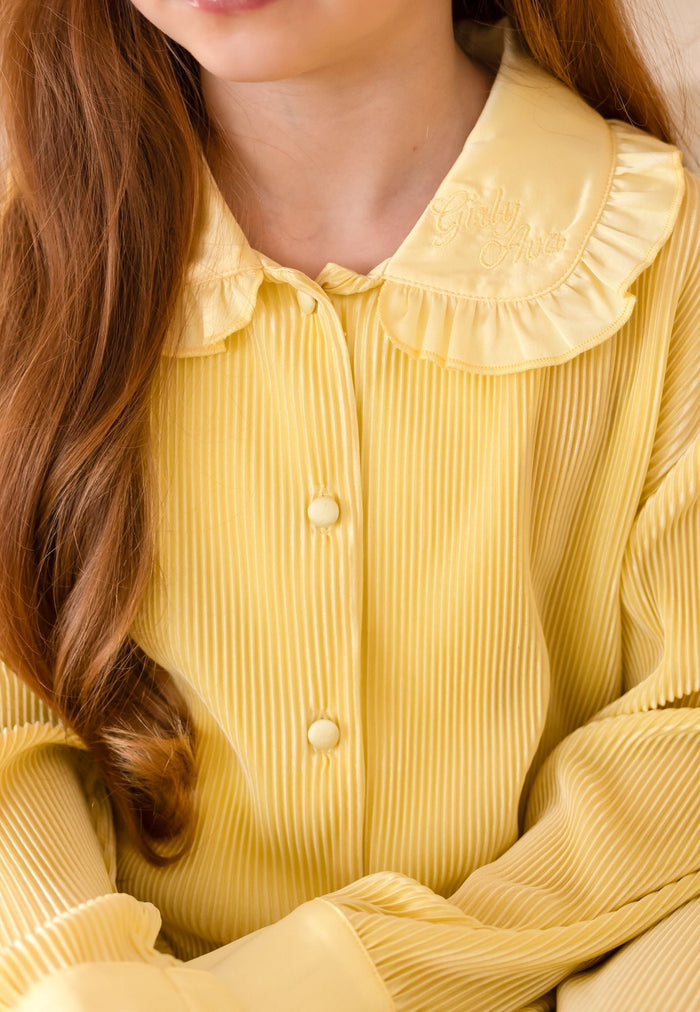 Girls Lemon Plisse Pyjamas