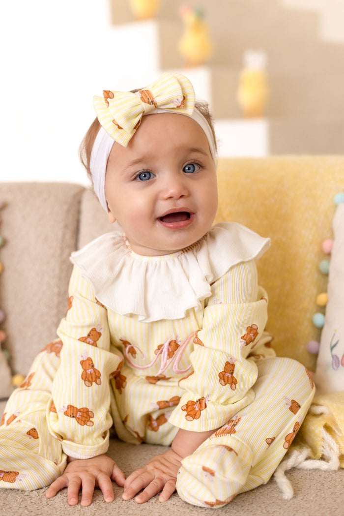 Girls Lemon Roux Bear Babygrow