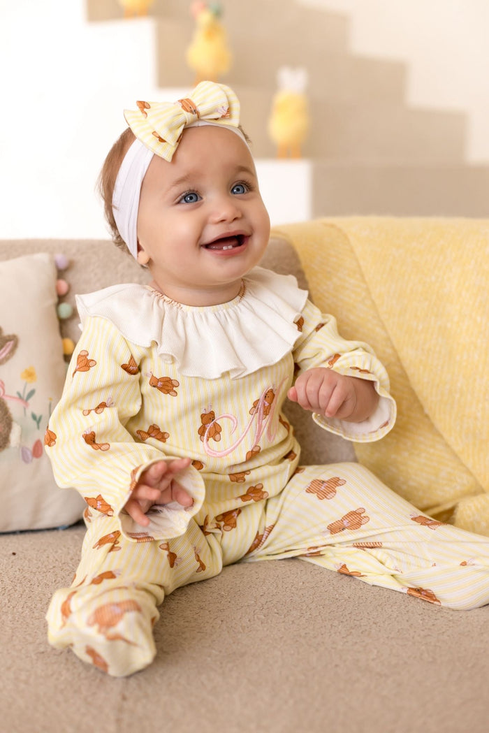Girls Lemon Roux Bear Babygrow