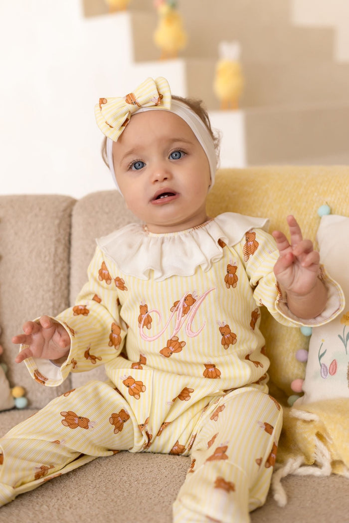 Girls Lemon Roux Bear Babygrow