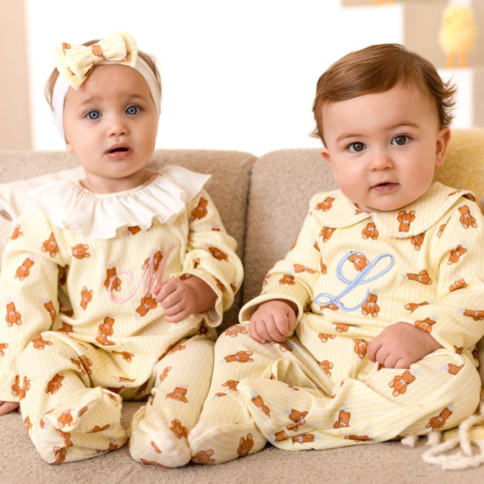 Girls Lemon Roux Bear Babygrow