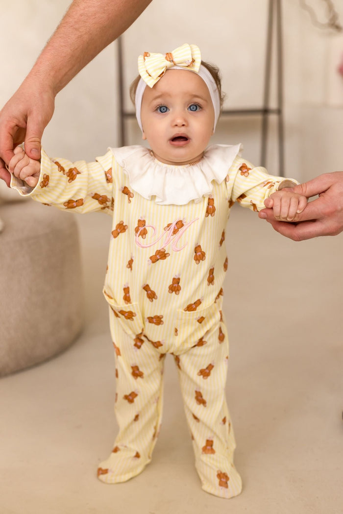Girls Lemon Roux Bear Babygrow