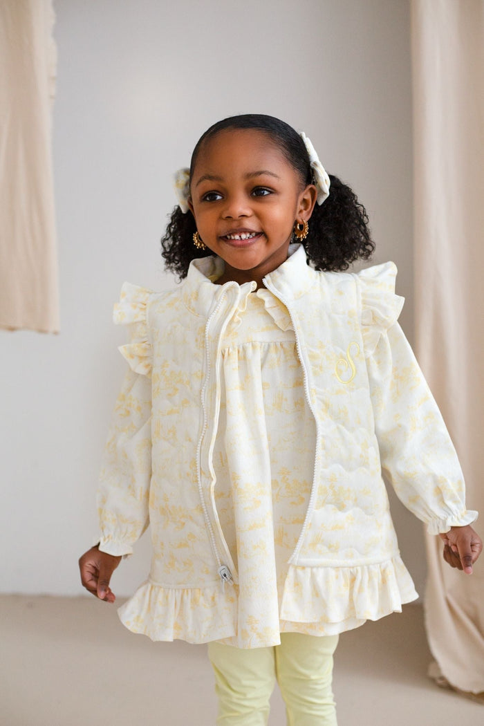 Girls Lemon Toile Cord Gilet