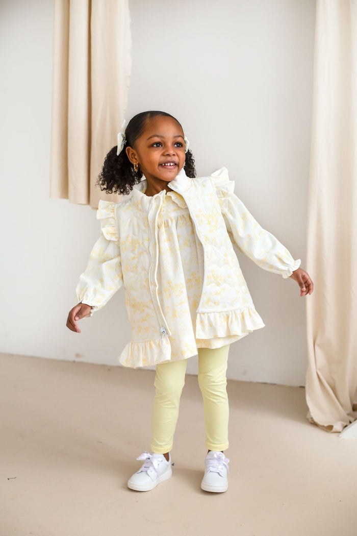 Girls Lemon Toile Cord Gilet