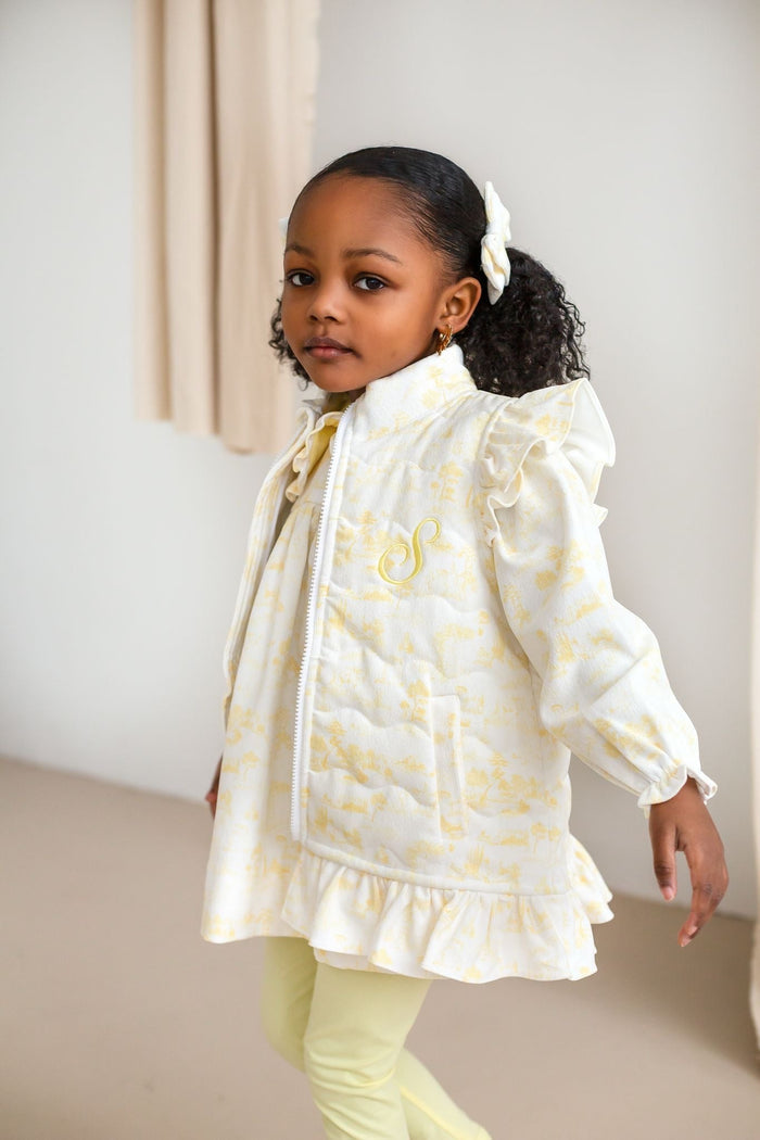 Girls Lemon Toile Cord Gilet