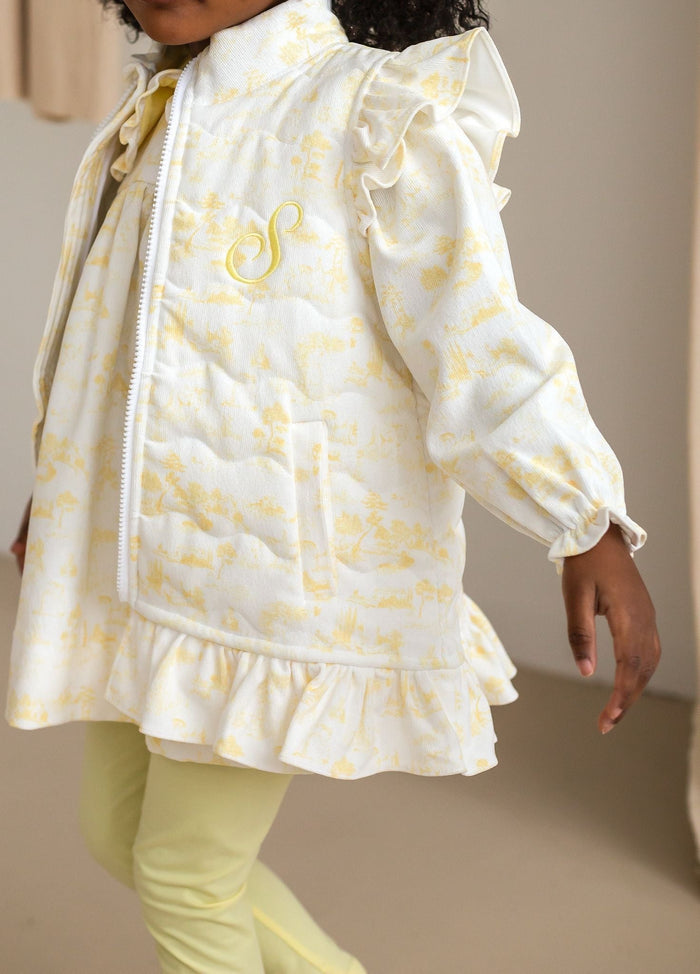 Girls Lemon Toile Cord Gilet