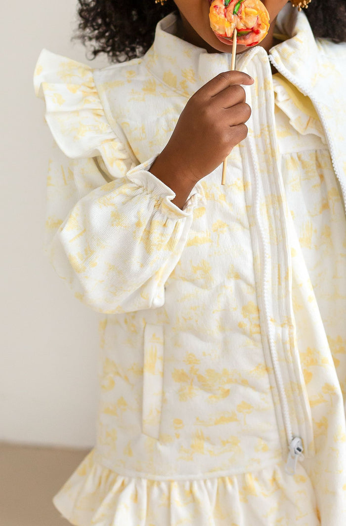 Girls Lemon Toile Cord Gilet