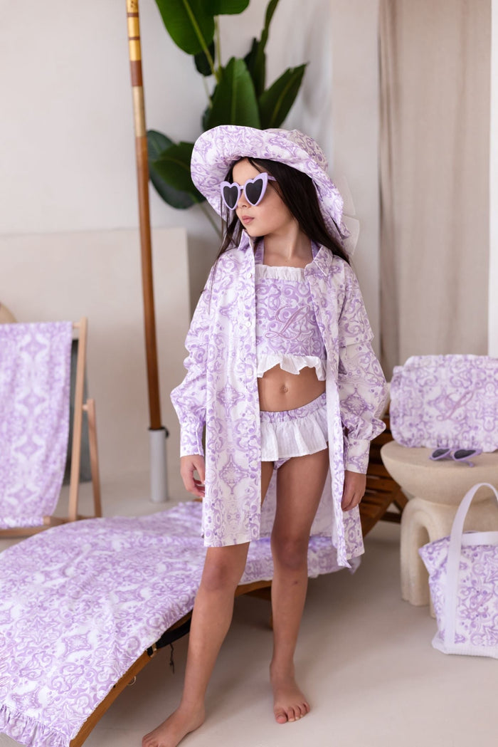 Girls Lilac Personalised Capri Beach Shirt