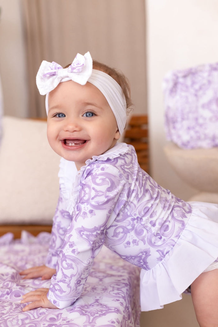 Girls Lilac Personalised Capri Long Sleeve Swimsuit