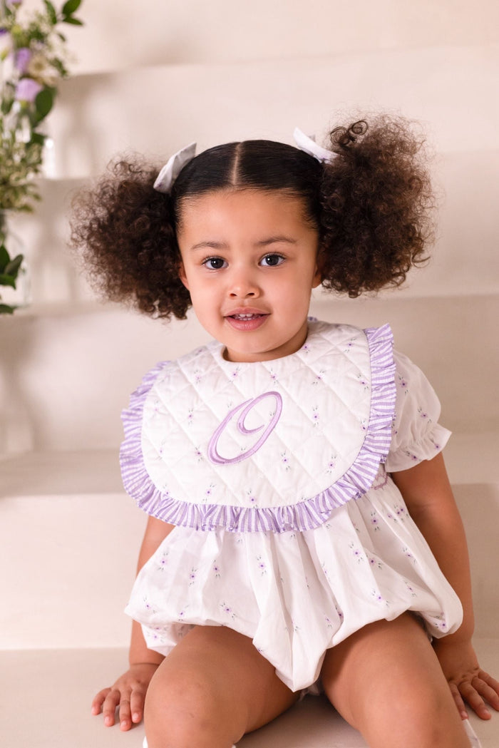 Girls Lilac Personalised Ditsy Bib
