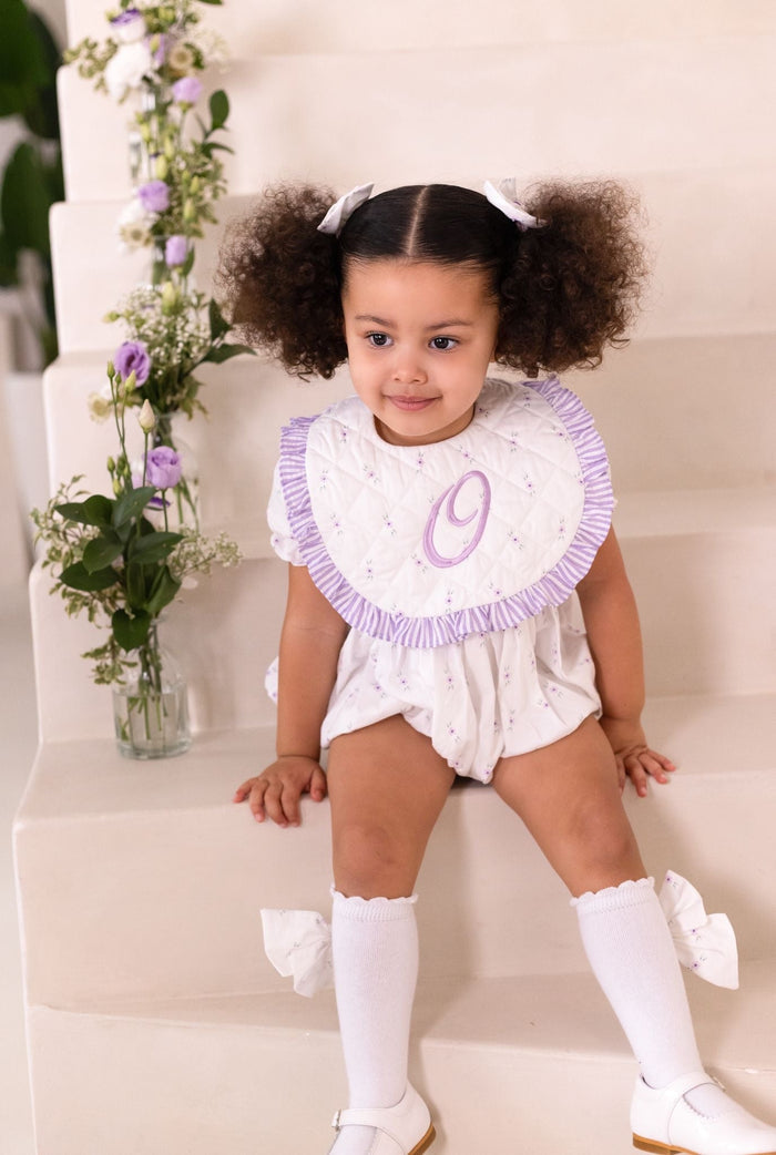 Girls Lilac Personalised Ditsy Bib
