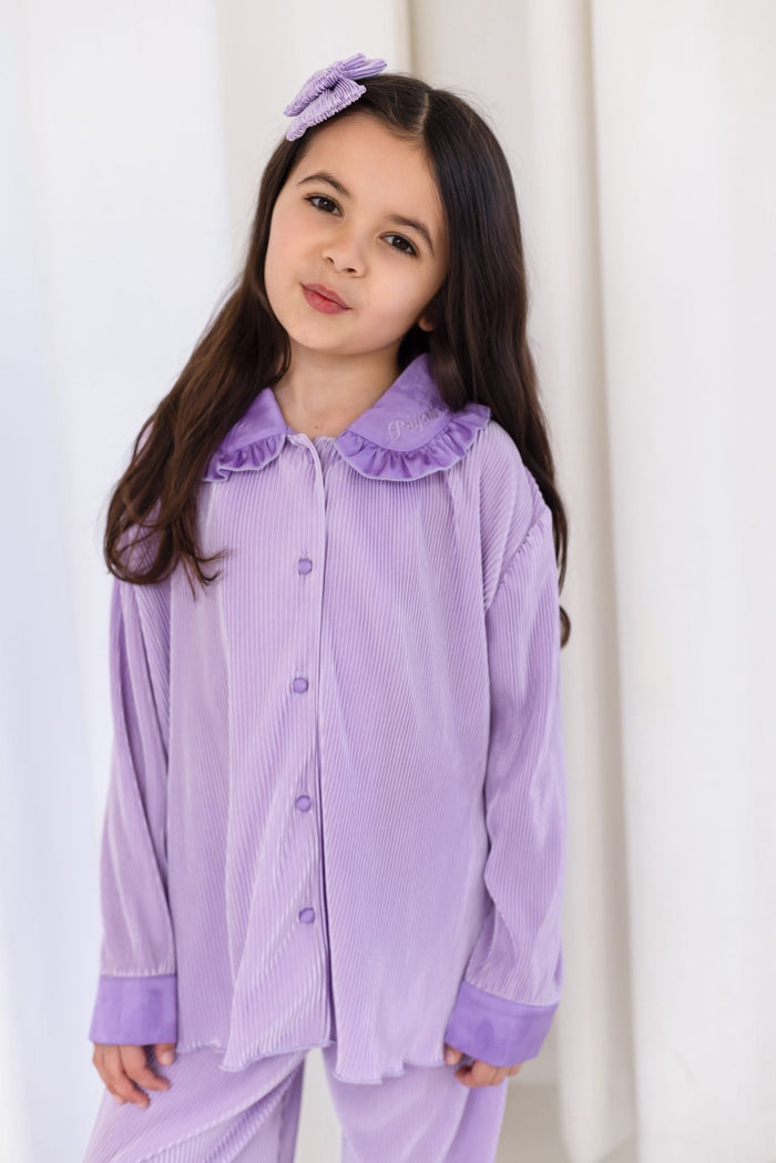 Girls Lilac Personalised Plisse Pyjamas