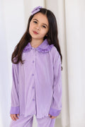 Girls Lilac Personalised Plisse Pyjamas