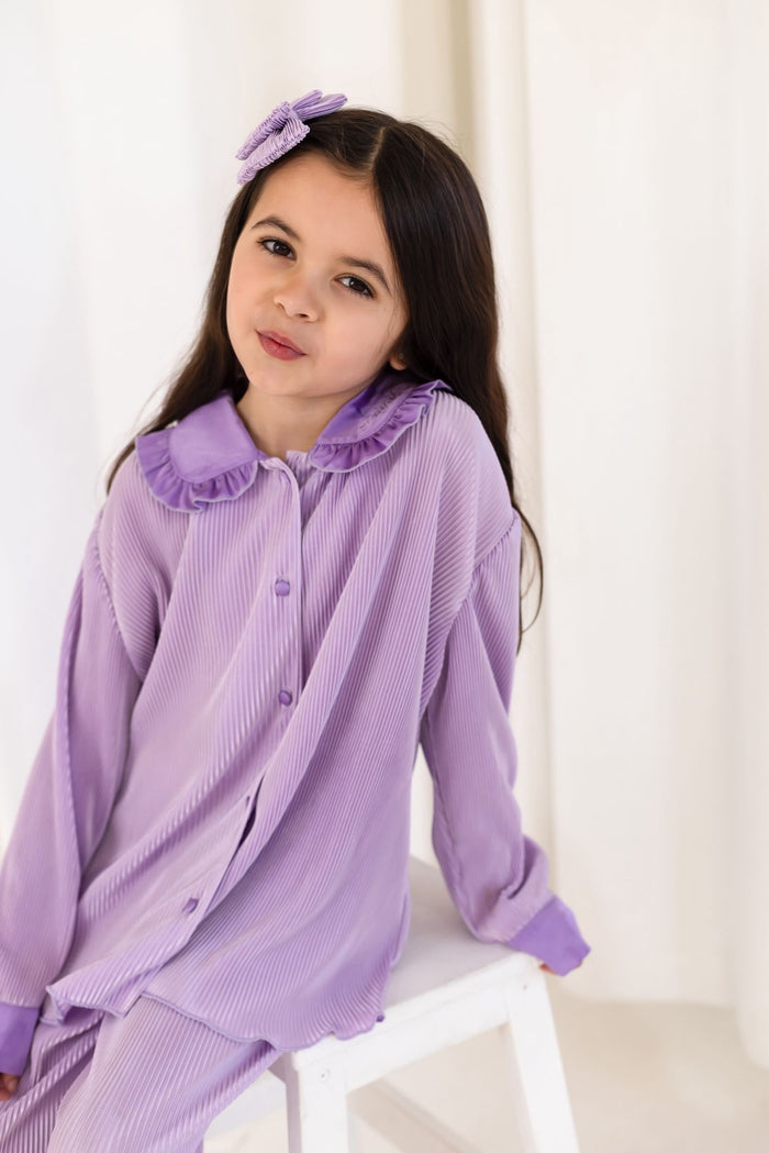 Girls Lilac Personalised Plisse Pyjamas