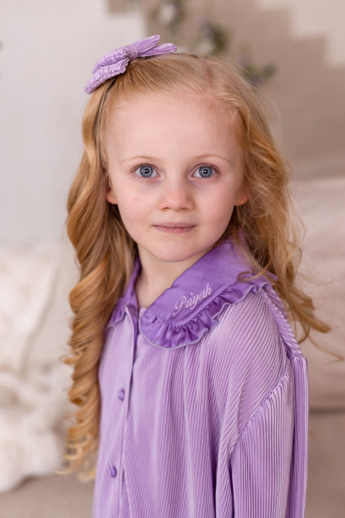 Girls Lilac Personalised Plisse Pyjamas
