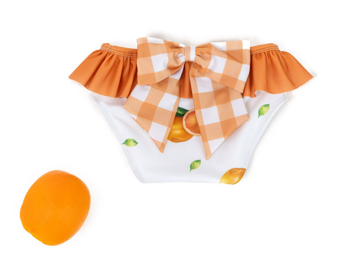 Girls Meia Pata Orange Print Swim Knickers