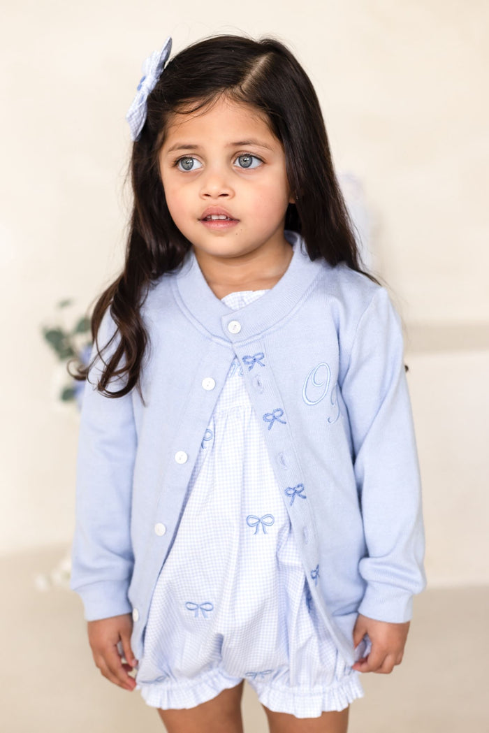 Girls Personalised Petite Bleu Bow Detailed Cardigan