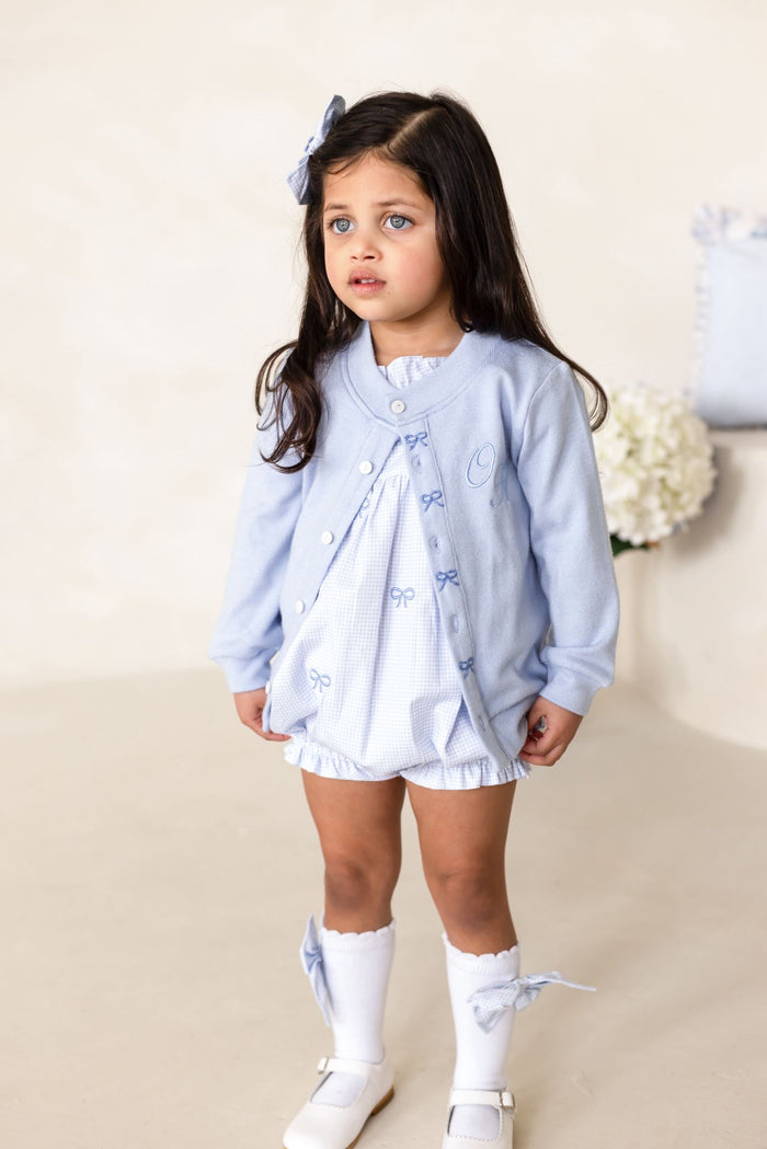 Girls Personalised Petite Bleu Bow Detailed Cardigan