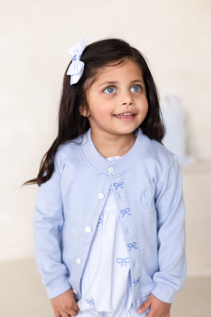 Girls Personalised Petite Bleu Bow Detailed Cardigan