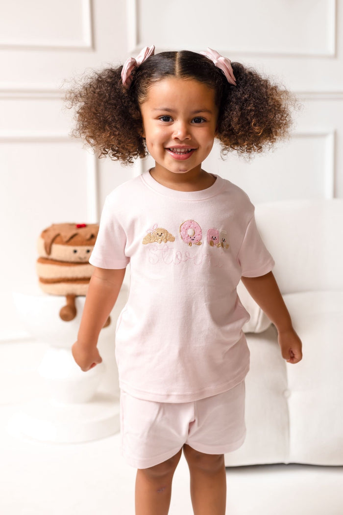 Girls Personalised Pink Patisserie Pals Short Set