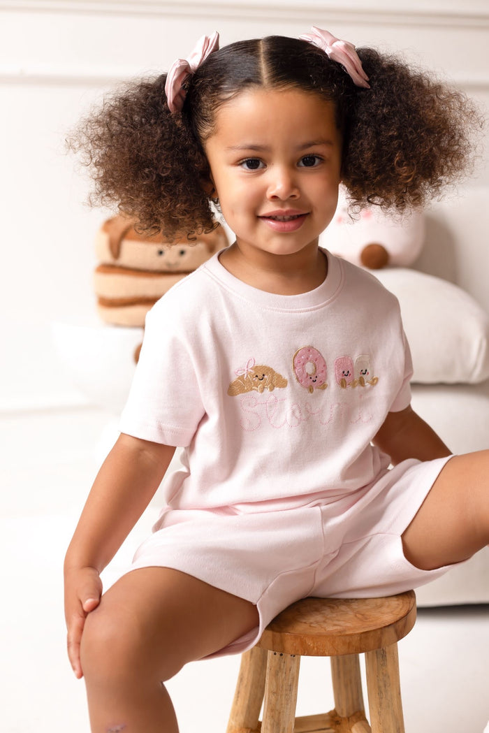 Girls Personalised Pink Patisserie Pals Short Set