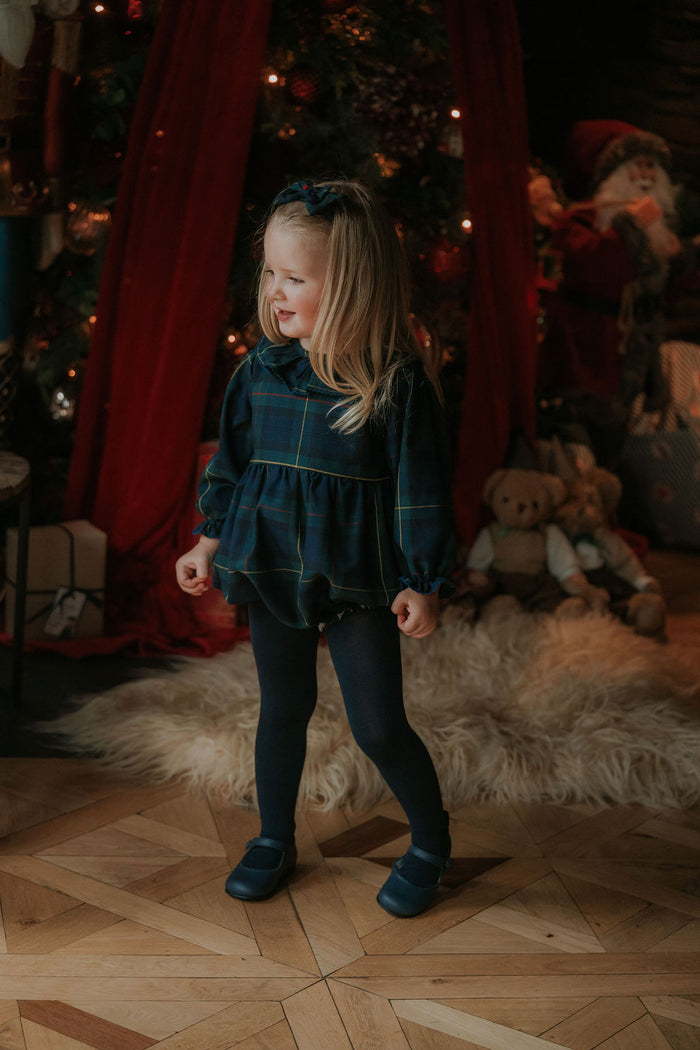 Girls Personalised Royal Navy Tartan Romper