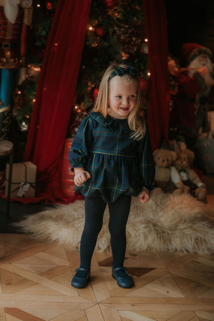 Girls Personalised Royal Navy Tartan Romper