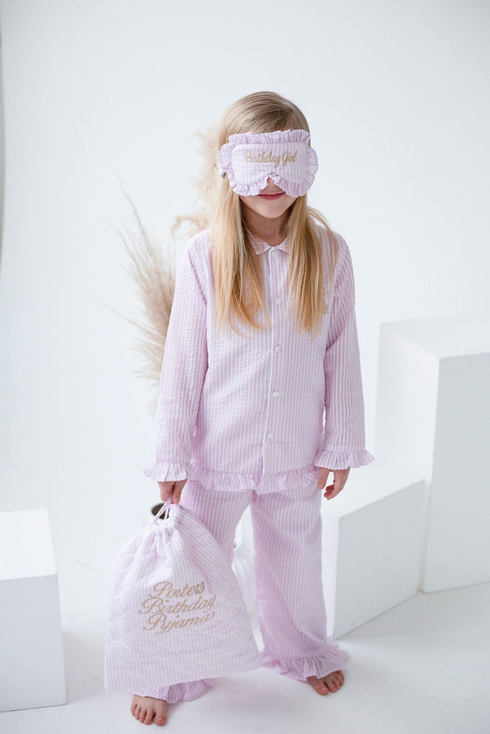 Girls Personalised Sweet Dreams Seersucker Eyemask