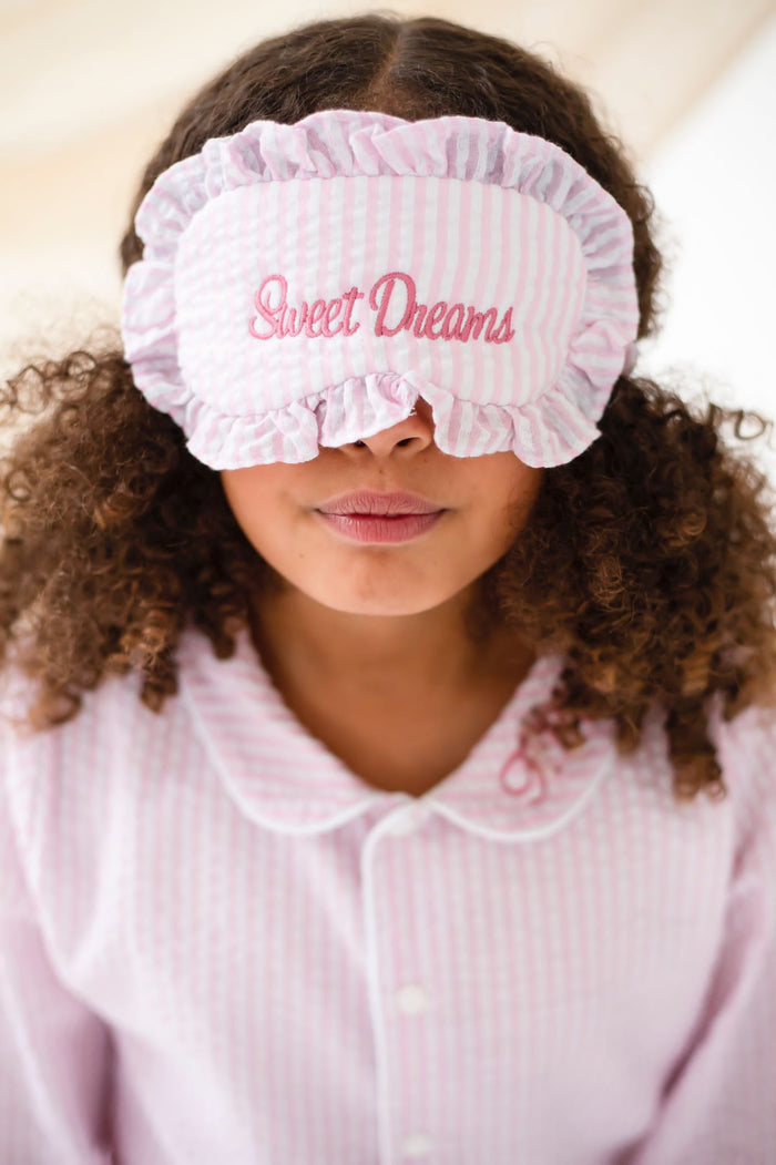 Girls Personalised Sweet Dreams Seersucker Eyemask