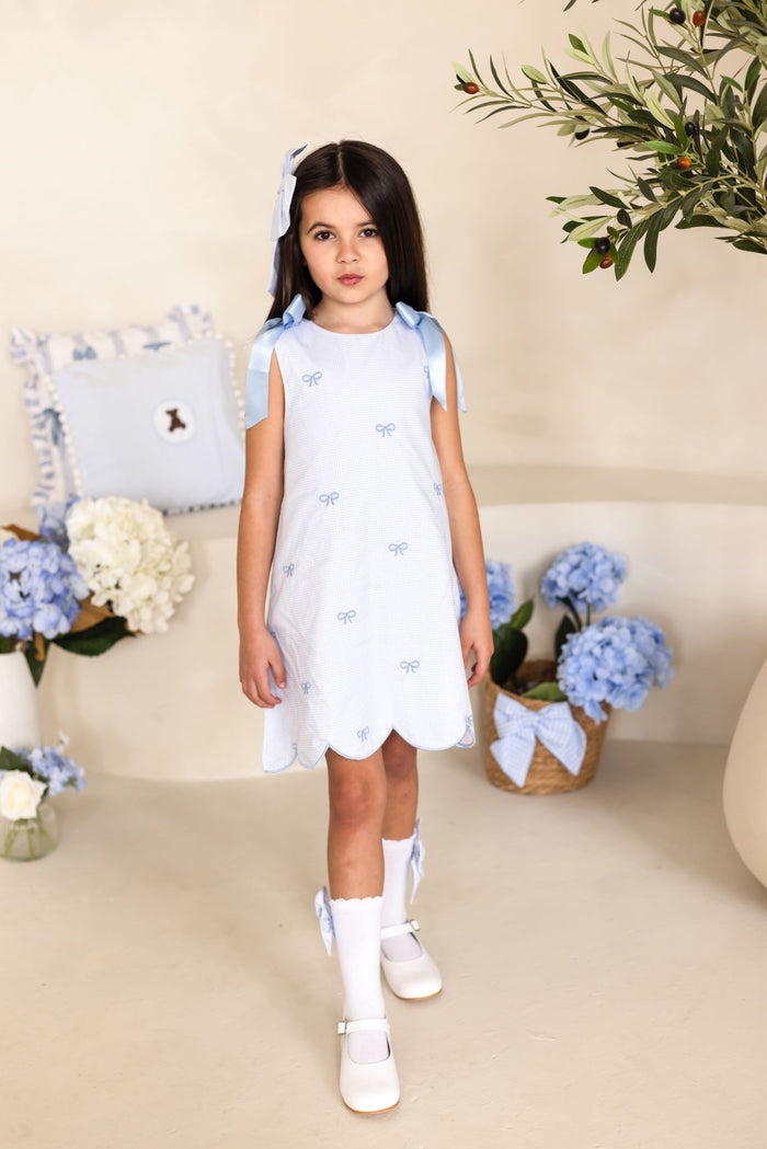 Girls Petite Bleu Gingham Dress