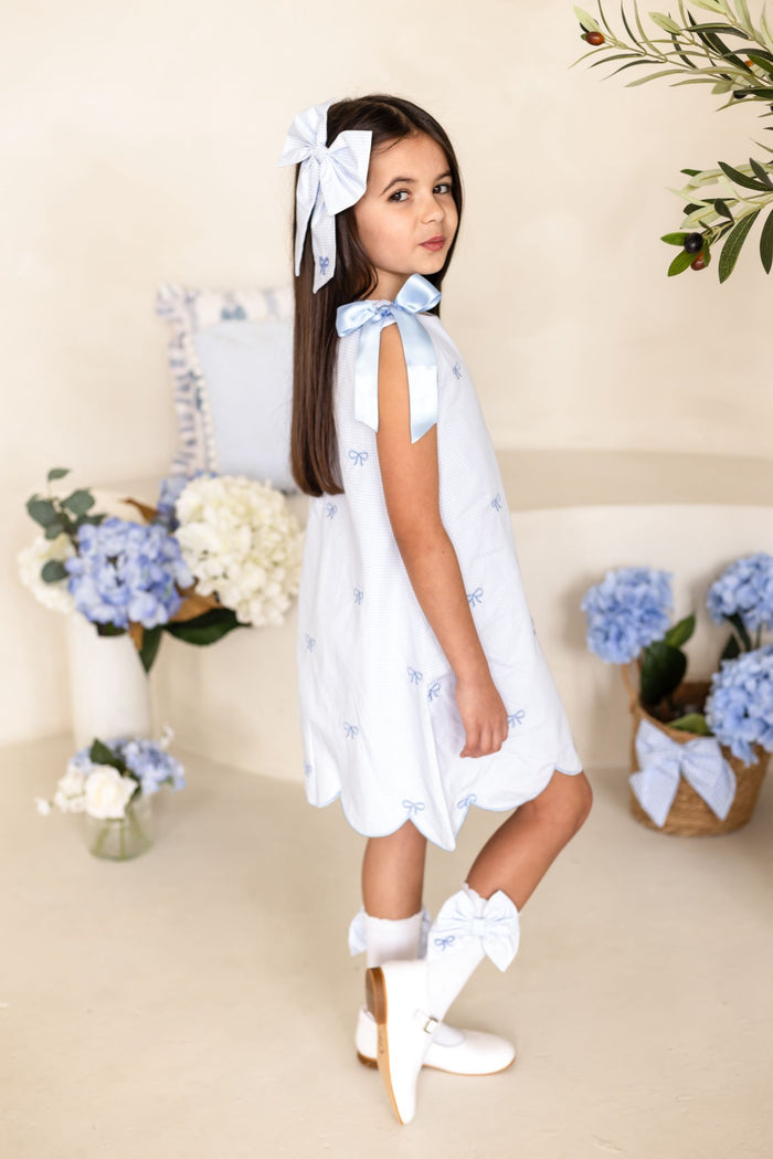 Girls Petite Bleu Gingham Dress