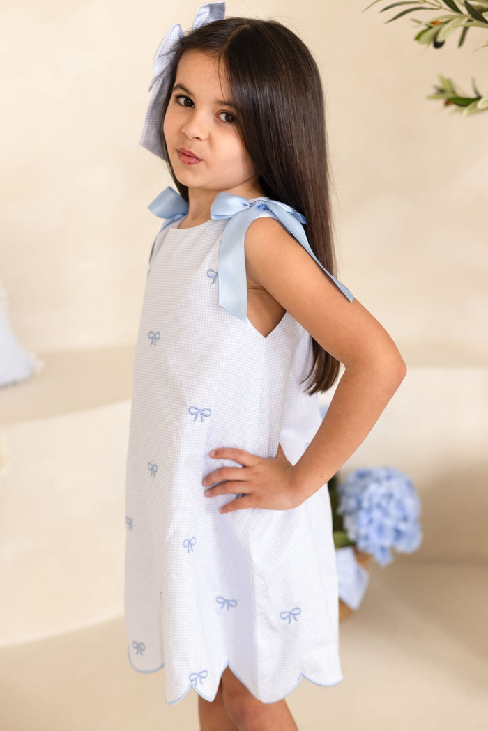 Girls Petite Bleu Gingham Dress