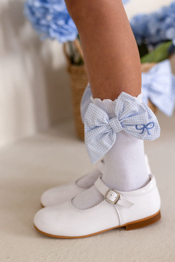 Girls Petite Bleu Gingham Socks