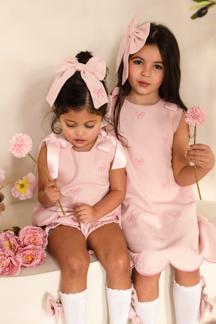 Girls Pink Bow Print Jam Pant Set