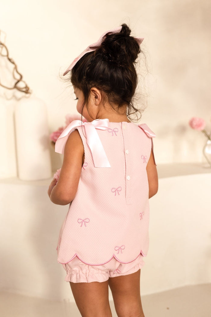 Girls Pink Bow Print Jam Pant Set
